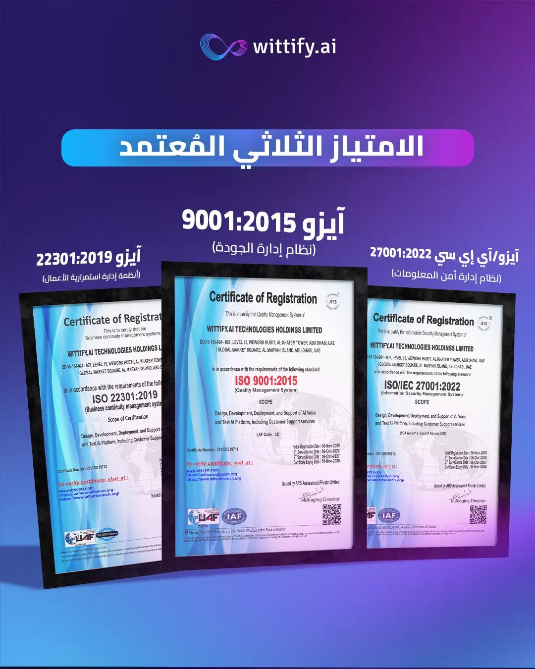 شهادات الآيزوWittify AI